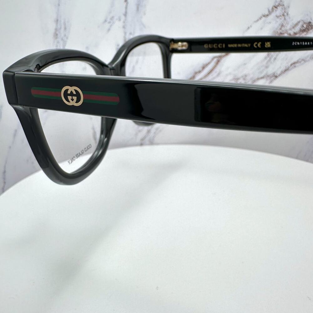 New GUCCI Eyeglasses 53-19-140 Black Square GG Logo Red Green Web Women Rx-able - Picture 13 of 16